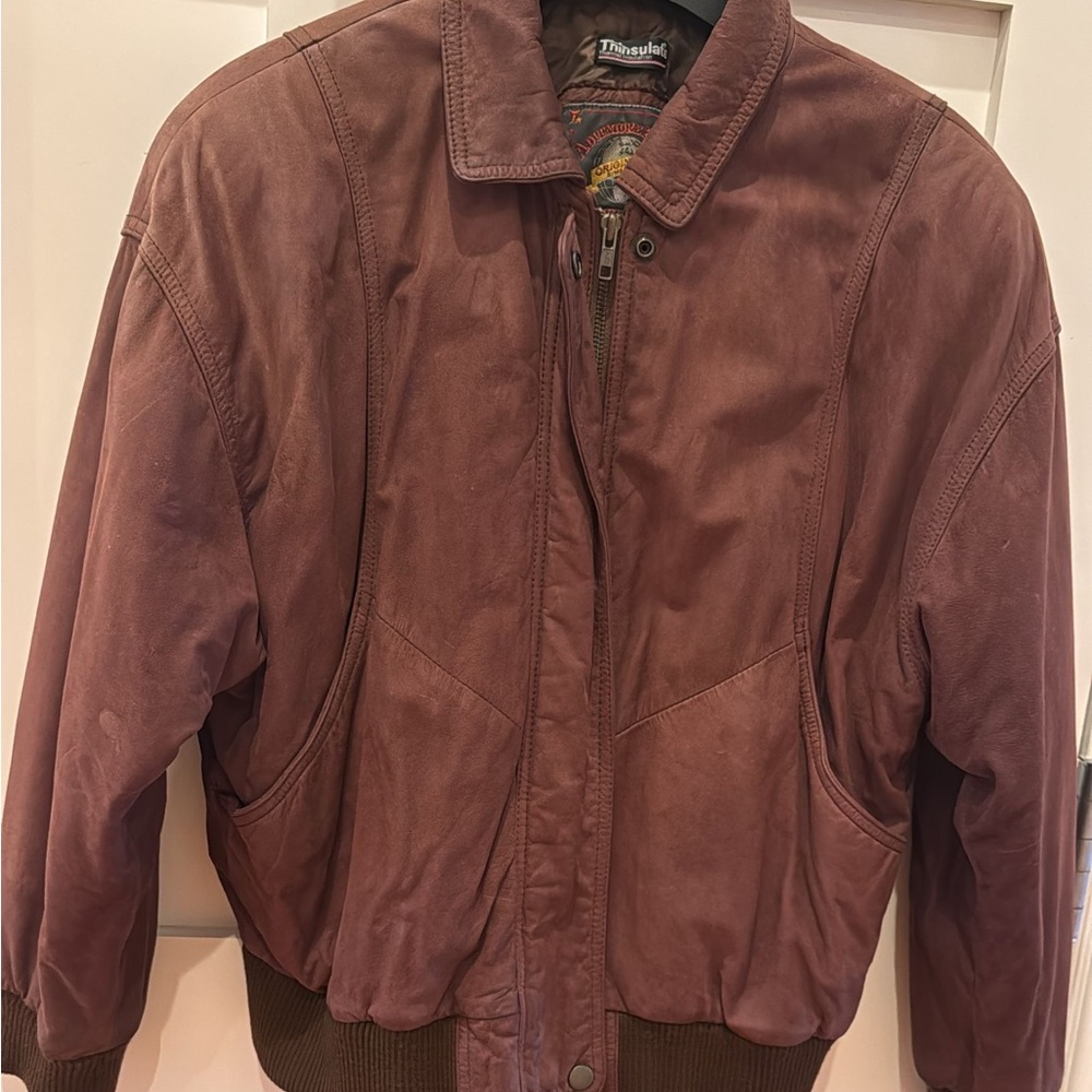 Vintage 90s Wilson’s Leather Adventure Bound Aviator Bomber Jacket Brown